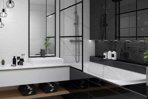 Csempe, Zalakerámia Carneval Fekete 3D 20x60 ZAL-ZBK62010