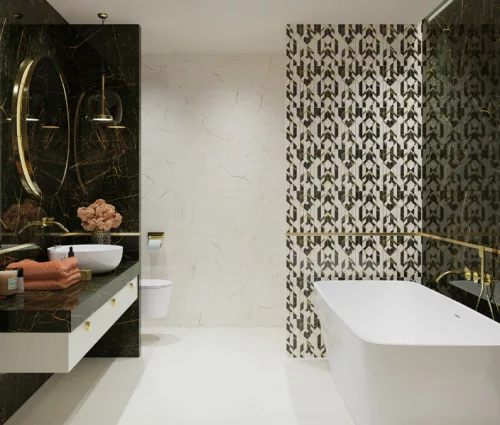 Csempe, Paradyz Classica Fancy Black Polysk 30x60cm KWC-30X60 FBP